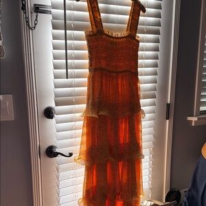 Vibrant Orange Tiered Maxi Dress
